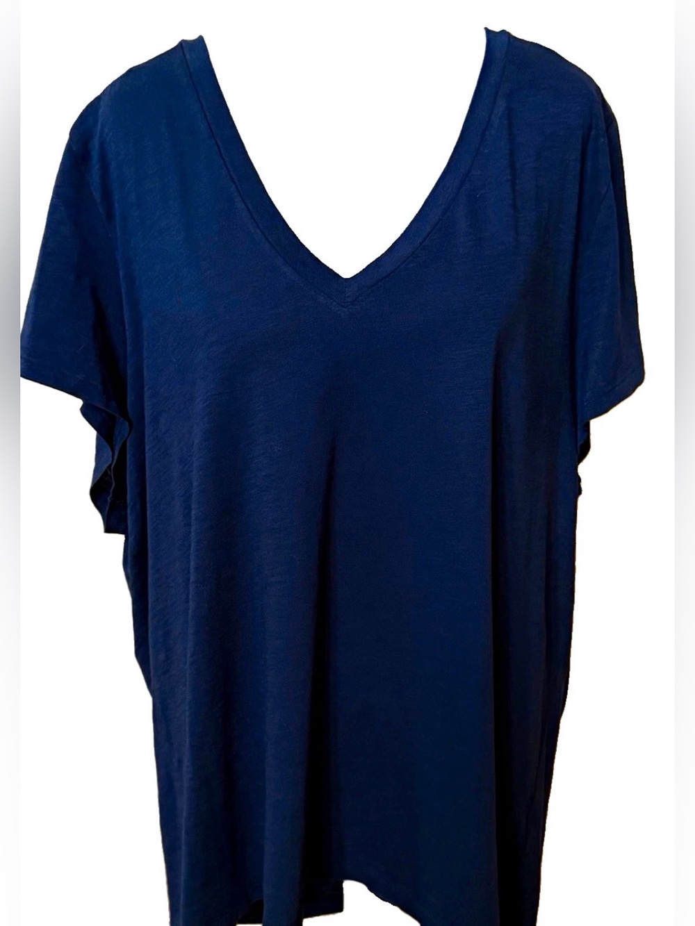 NWT J.CREW Navy Blue Slub Cotton V-Neck T-Shirt Women’s Plus Size 3X
